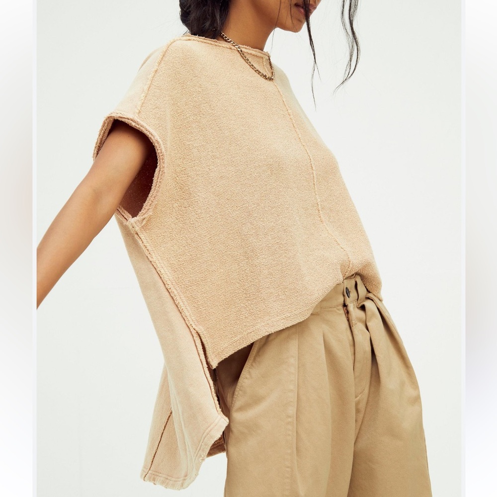 NWT $68 We The Free People XS Marley Muscle Sweatshirt Oversized Hi-Low Top - Picture 1 of 10